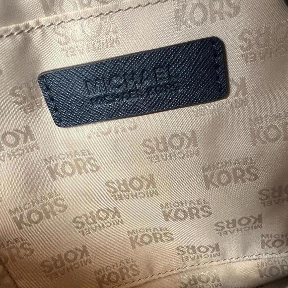 Michael Kors Jet Set Tote Bag Navy Blue Saffiano Leather Gold Logo - Picture 5 of 10